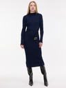 Orsay Тъмносиня дамска миди рокля с колан ORSAY