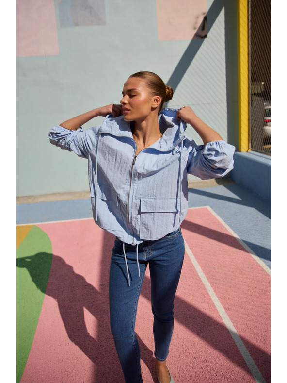 Moodo Якета с качулка светлосина Moodo