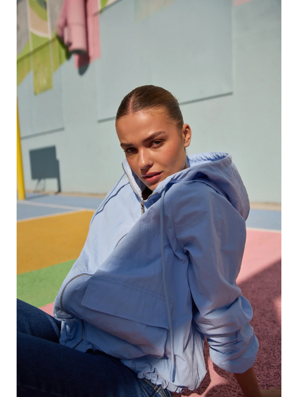 Moodo Якета с качулка светлосина Moodo