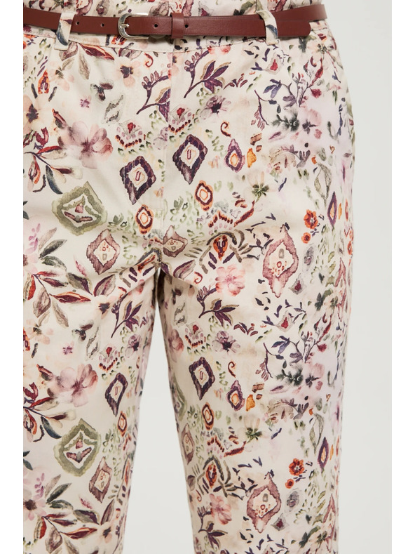 Moodo Панталони с шарка бежови Moodo