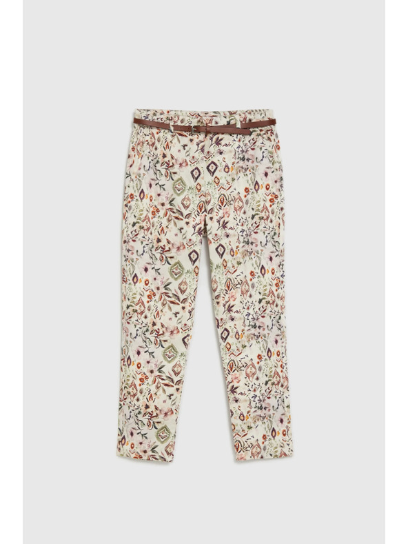 Moodo Панталони с шарка бежови Moodo