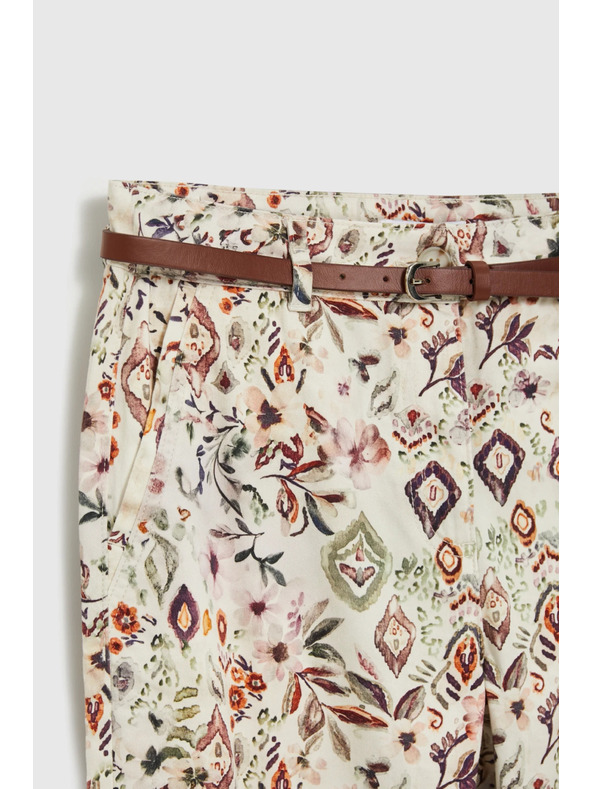 Moodo Панталони с шарка бежови Moodo