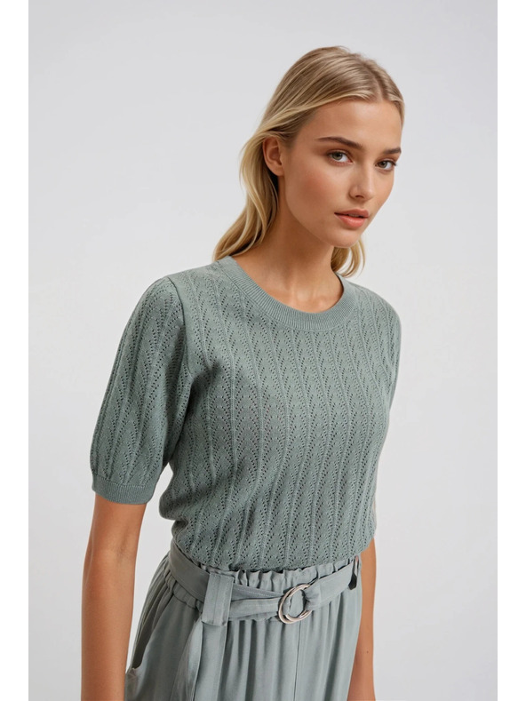 Moodo Маслинен суитшърт с къси ръкави Moodo