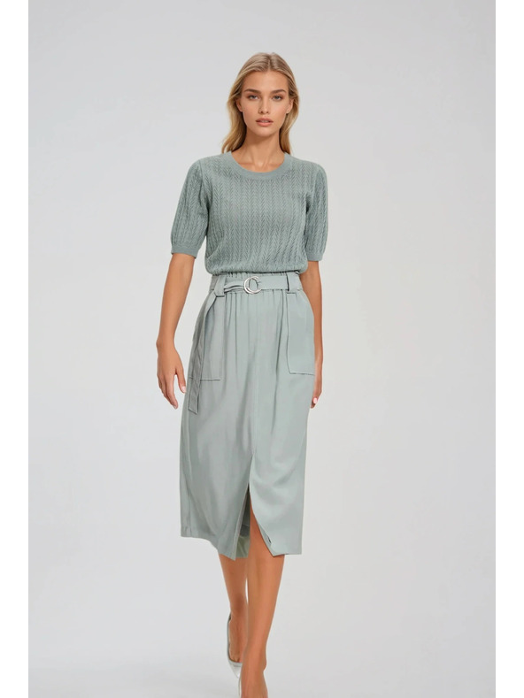 Moodo Маслинен суитшърт с къси ръкави Moodo