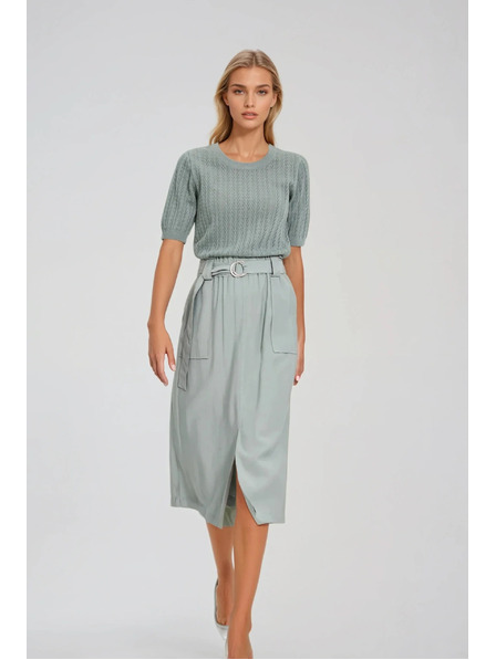 Moodo Маслинен суитшърт с къси ръкави Moodo