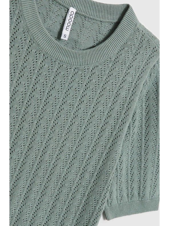 Moodo Маслинен суитшърт с къси ръкави Moodo