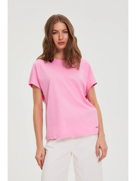 Moodo Розова памучна блузка с къси ръкави Moodo