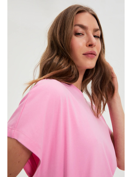 Moodo Розова памучна блузка с къси ръкави Moodo
