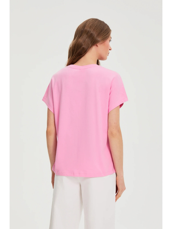 Moodo Розова памучна блузка с къси ръкави Moodo