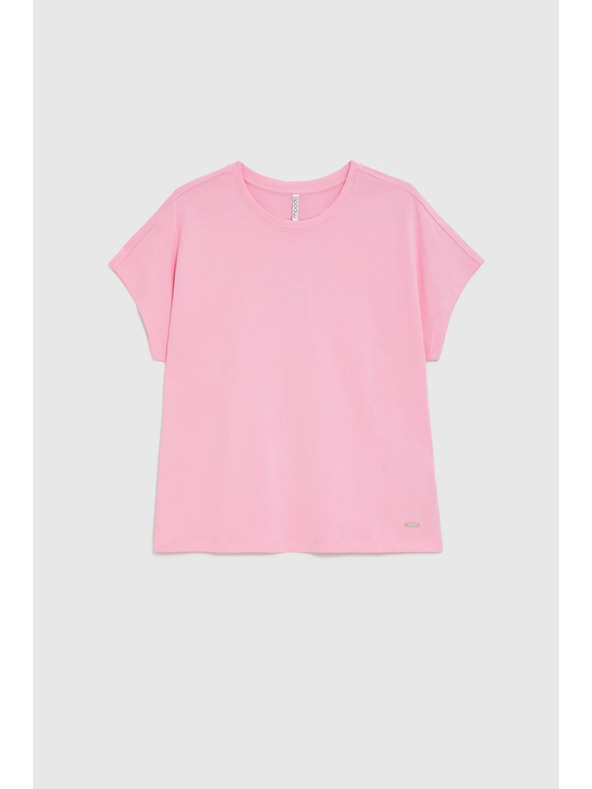 Moodo Розова памучна блузка с къси ръкави Moodo