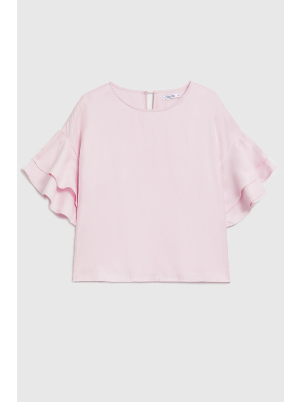 Moodo Розова риза с воланчета на ръкавите Moodo