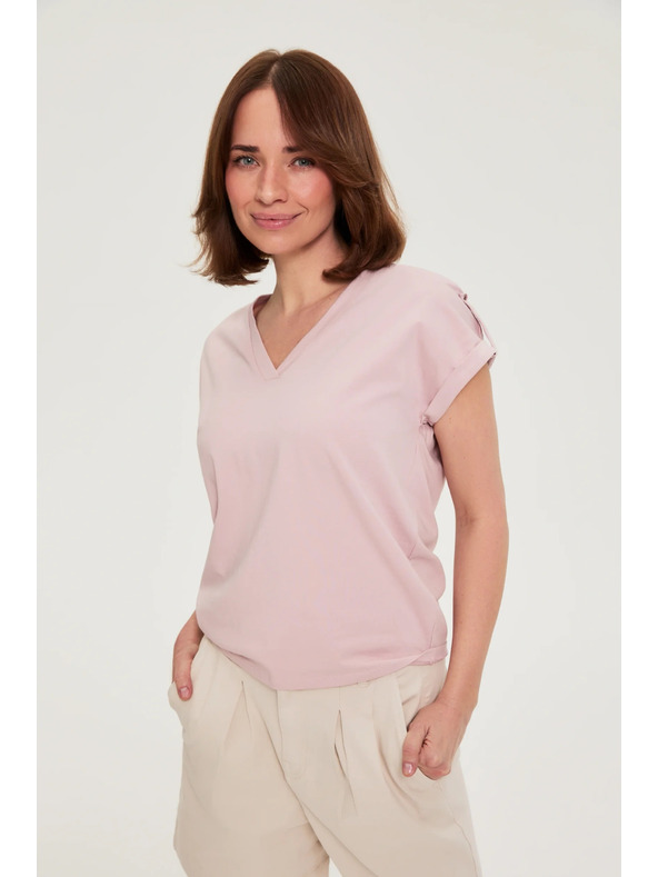 Moodo Памучна тениска розова Moodo