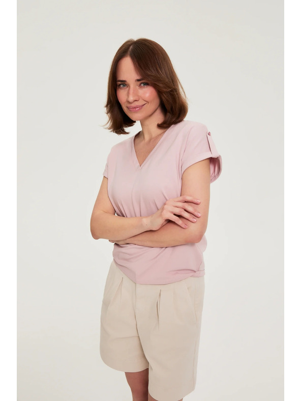 Moodo Памучна тениска розова Moodo