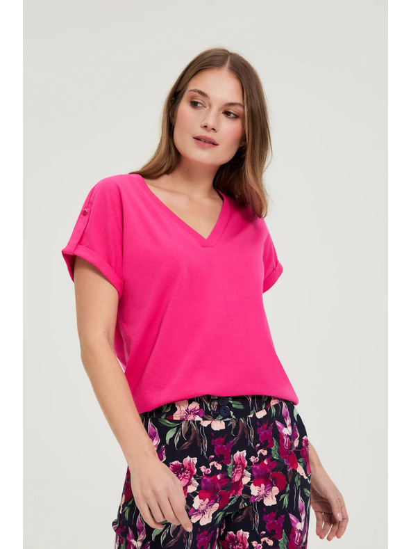 Moodo Памучна тениска лилава Moodo