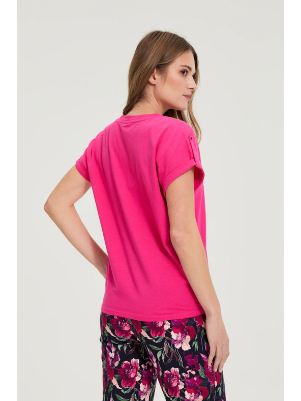 Moodo Памучна тениска лилава Moodo