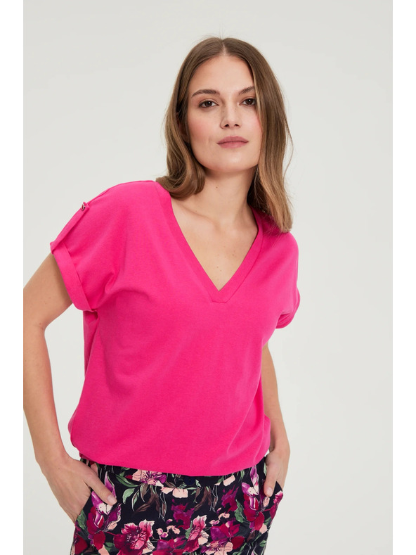 Moodo Памучна тениска лилава Moodo