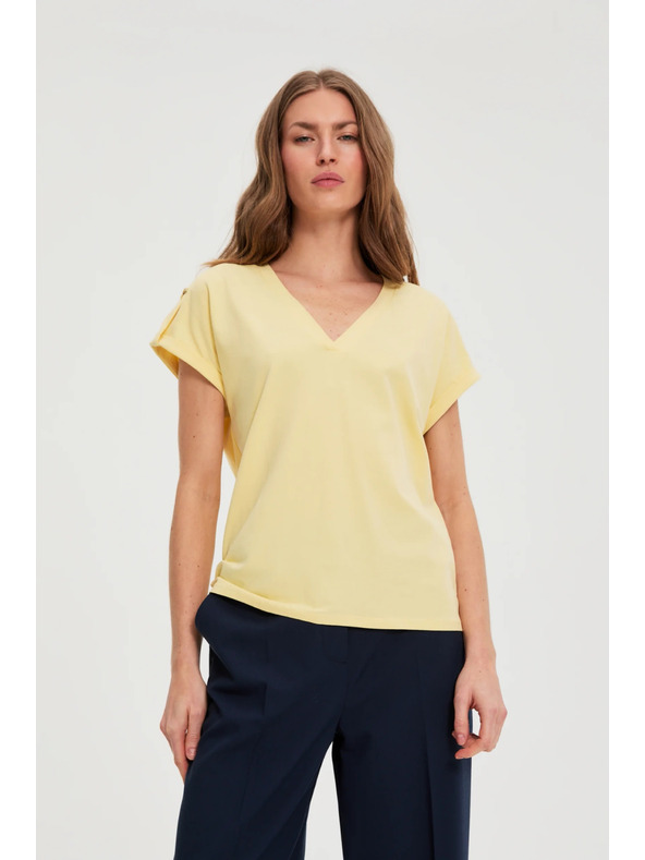 Moodo Памучна тениска жълта Moodo