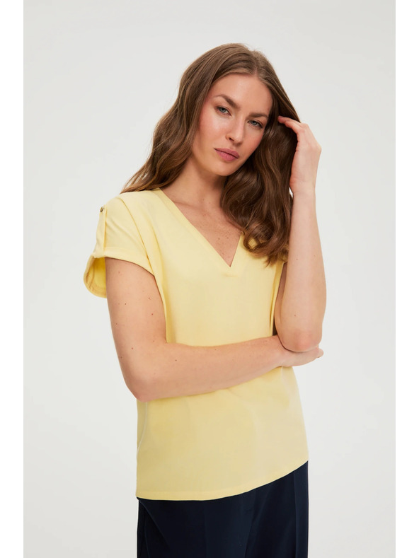 Moodo Памучна тениска жълта Moodo