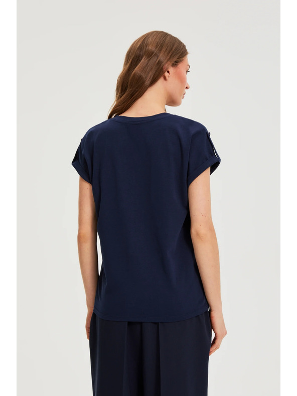 Moodo Памучна тениска тъмносиня Moodo