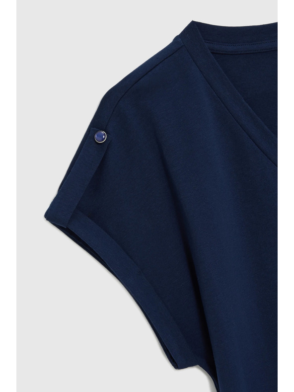 Moodo Памучна тениска тъмносиня Moodo