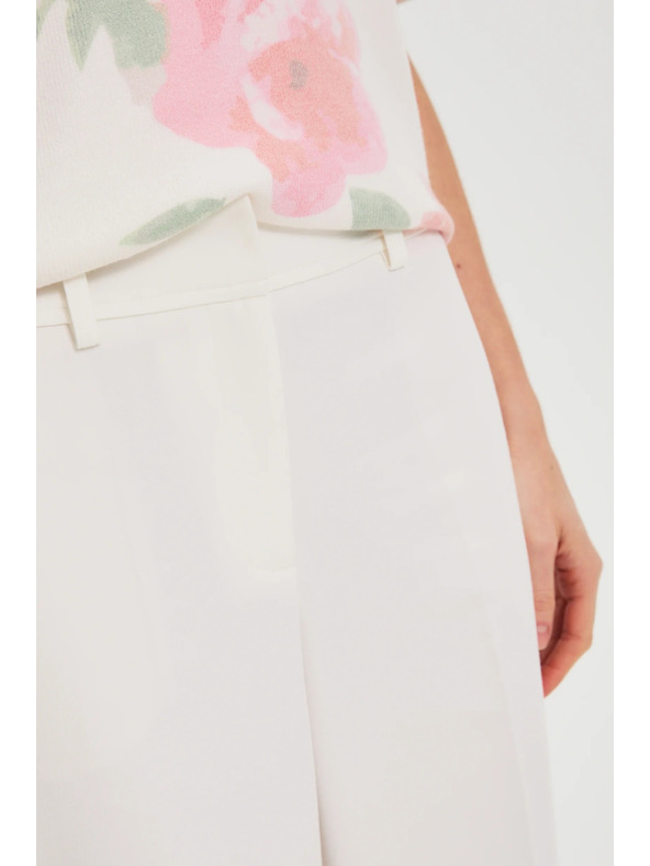 Moodo Панталони с широки крачола в кант бели Moodo