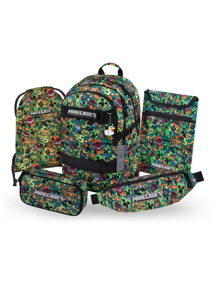 BAAGL  BAAGL КОМПЛЕКТ 5 Skate Minecraft Chaos: раница, пенал, торба, кръстна чанта, чехъл за тетрадка
