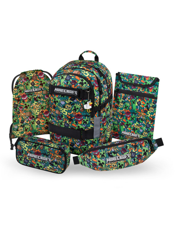 BAAGL  BAAGL КОМПЛЕКТ 5 Skate Minecraft Chaos: раница, пенал, торба, кръстна чанта, чехъл за тетрадка