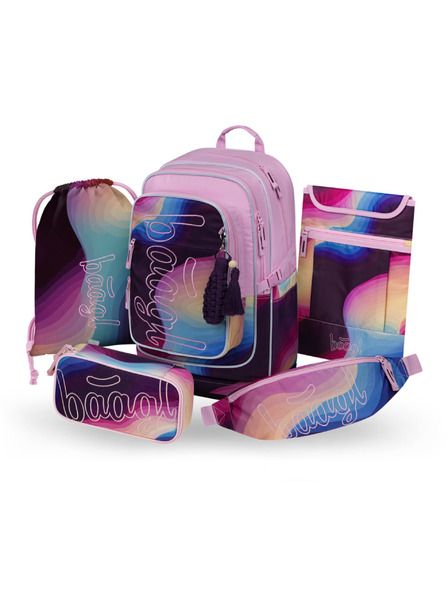 BAAGL  BAAGL КОМПЛЕКТ 5 Cubic Lyra: раница, пенал, торба, кръстна чанта, чехъл за тетрадка GRS
