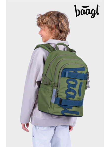 BAAGL  BAAGL КОМПЛЕКТ 3 Skate Olive: раница, пенал, спортна чанта GRS