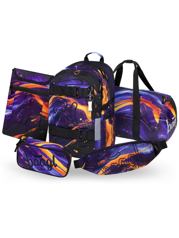 BAAGL  BAAGL КОМПЛЕКТ 5 Skate Vibe: раница, пенал, спортна чанта, кръстна торба, чанта за лаптоп GRS