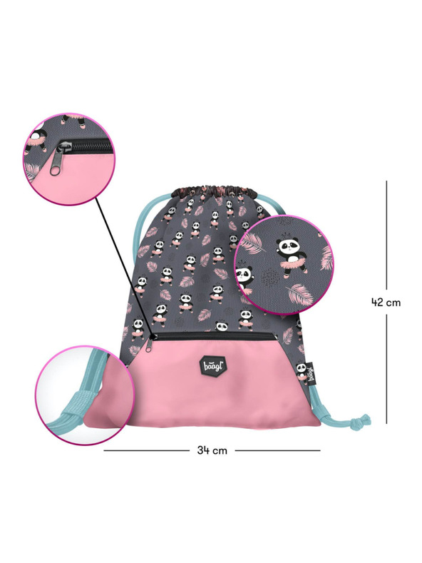 BAAGL  Сив комплект от 3 панди с цип: куфарче, моливник, чанта Baagl