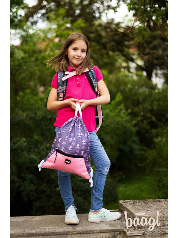 BAAGL  Сив комплект от 3 панди с цип: куфарче, моливник, чанта Baagl