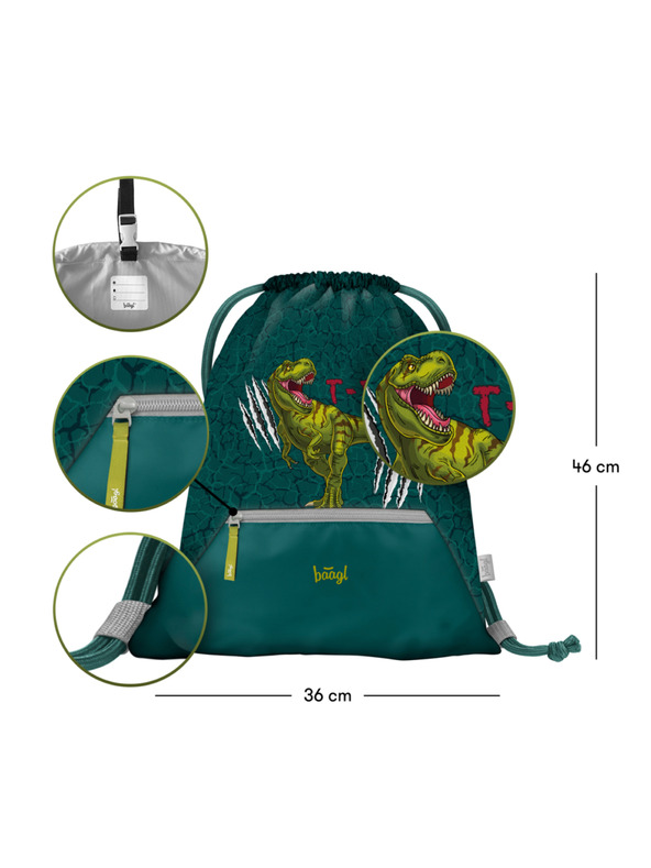 BAAGL  Зелена чанта с джоб Baagl T-Rex