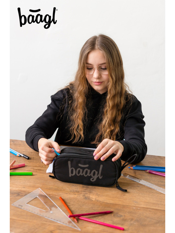 BAAGL  Черен ученически моливник etue Baagl Black