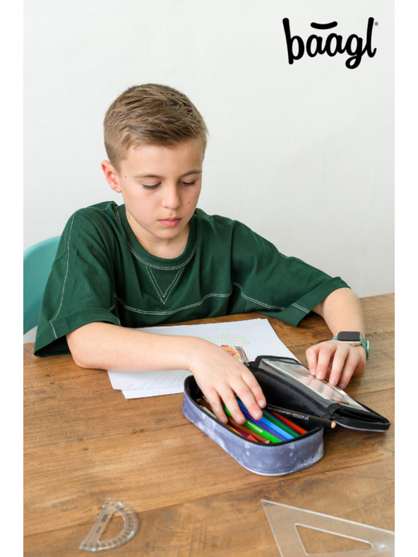 BAAGL  Сив ученически моливник Baagl NASA Grey