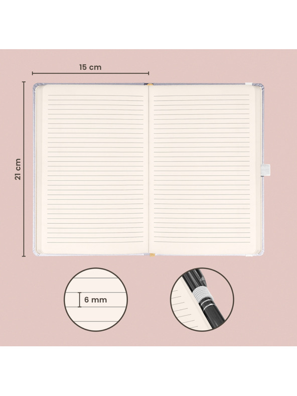 NOTIQUE NOTIQUE Бележки, балакрум, сребрист, с подплата, 15 x 21 cm