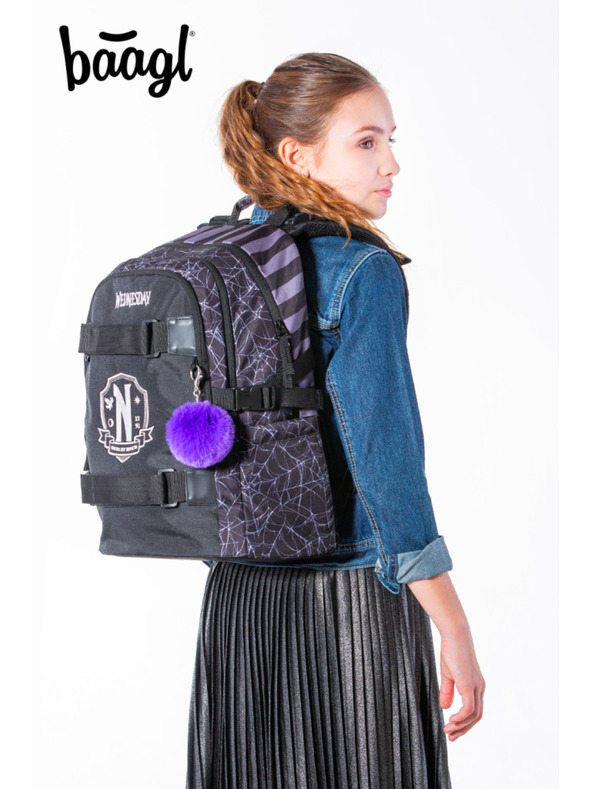 BAAGL  Черна училищна раница Skate Wednesday Nevermore Baagl