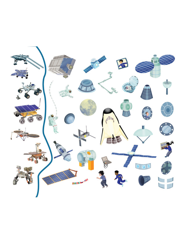 BAAGL  Четене и лепене – В КОСМОСА, книга със стикери