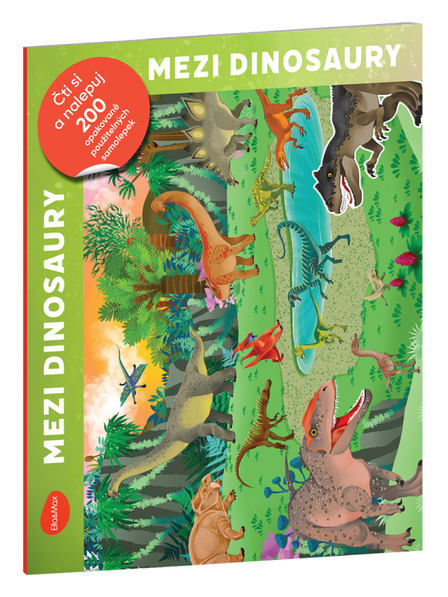 BAAGL  Четене и лепене – СРЕД ДИНОЗАВРИ, книга със стикери