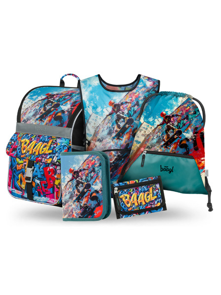 BAAGL  BAAGL КОМПЛЕКТ 5 Zippy Skatepark: портфейл, перница, торба, престилка, портмоне