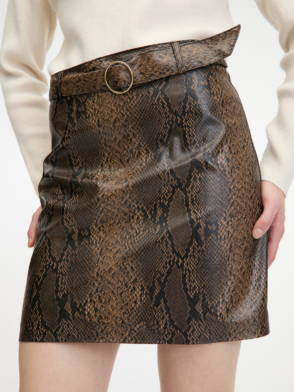 Orsay Кафява дамска пола от изкуствена кожа ORSAY