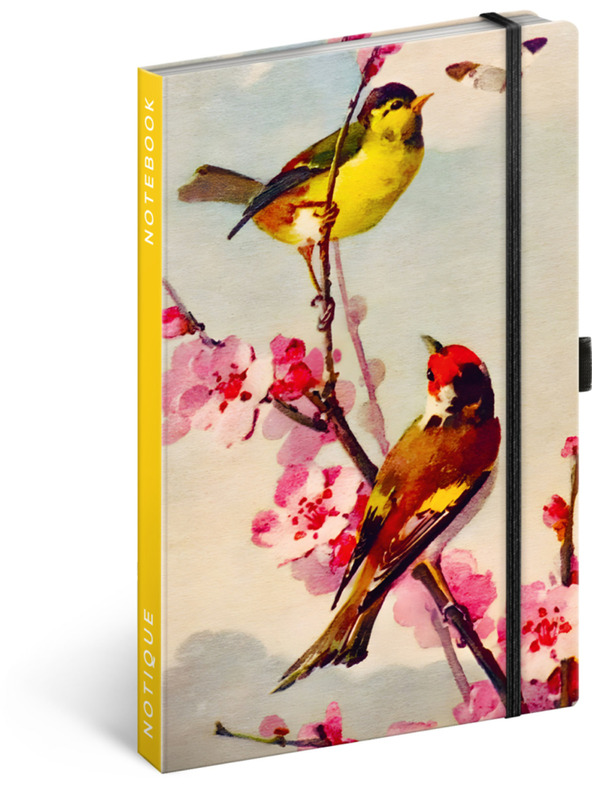 NOTIQUE NOTIQUE Бележник Птички – сакура на Катерина Winterová, линиран, 13 x 21 см