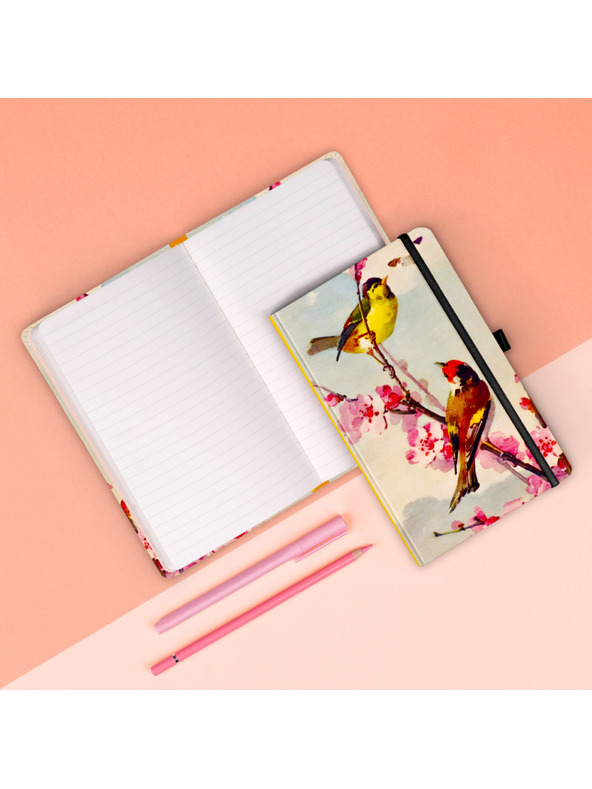 NOTIQUE NOTIQUE Бележник Птички – сакура на Катерина Winterová, линиран, 13 x 21 см