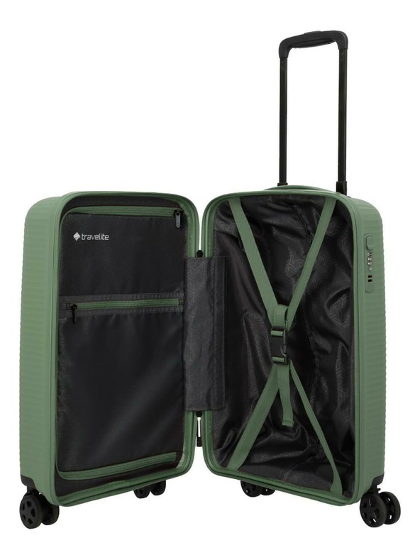 Travelite Комплект пътни куфари Travelite Air Stripe S,M,L Slim Green
