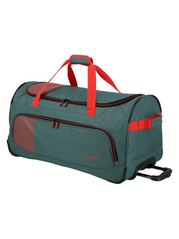 Travelite Пътна чанта Travelite Basics Fresh Wheeled duffle L Green/orange