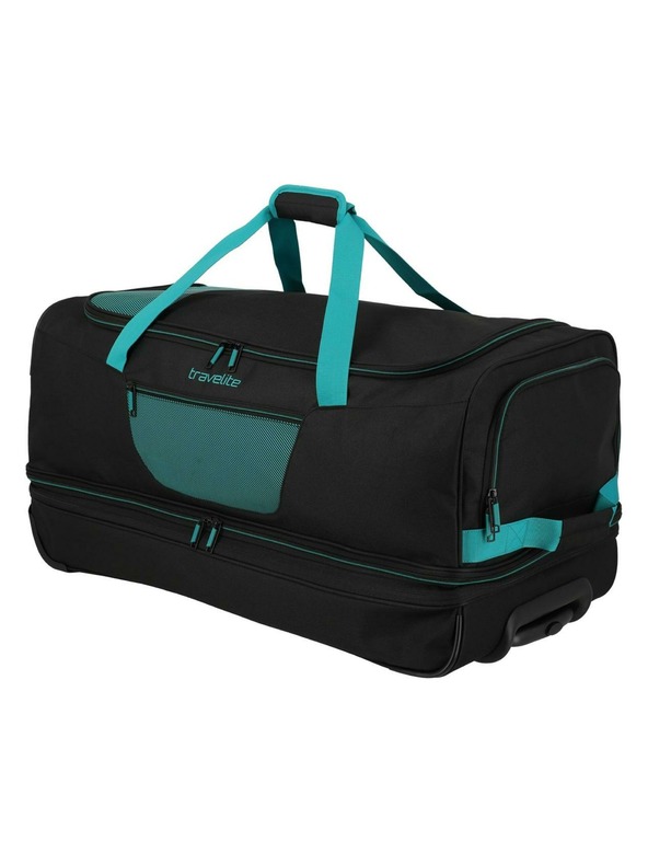 Travelite Пътна чанта Travelite Basics Wheeled duffle L exp Black/petrol