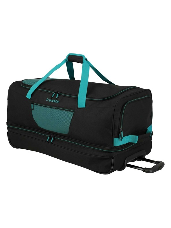 Travelite Пътна чанта Travelite Basics Wheeled duffle L exp Black/petrol