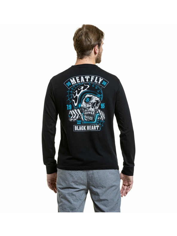 Meatfly Meatfly мъжка тениска с дълъг ръкав Blackheart Skull Black