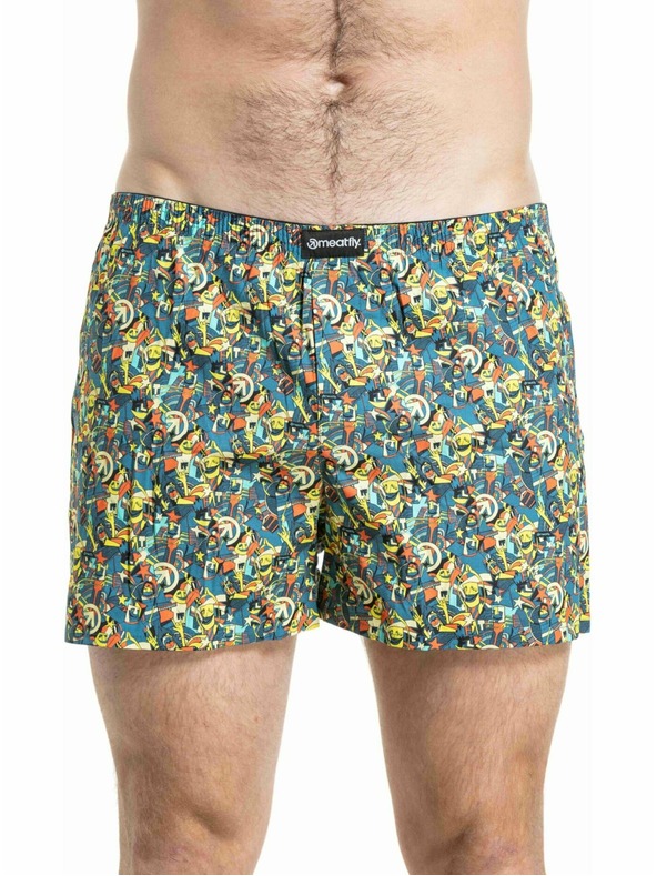 Meatfly Meatfly мъжки тренировъчни шорти Agostino Blue Partyboi / Cityboi Double Pack