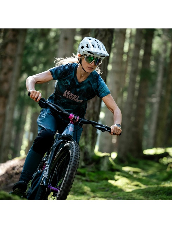 Horsefeathers Дамска колоездачна тениска Deco - petrol camo